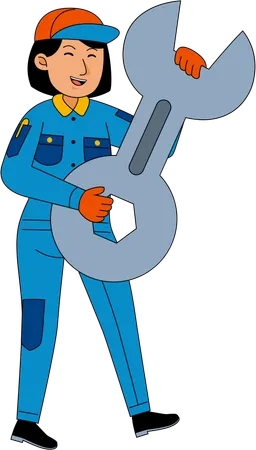 Mécanicien automobile debout avec un outil  Illustration