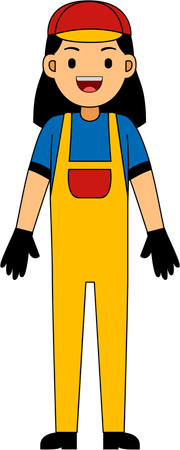 Mécanicien debout portant des gants  Illustration