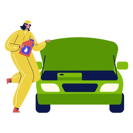 Mechanic Changing Oil of Car  Illustration