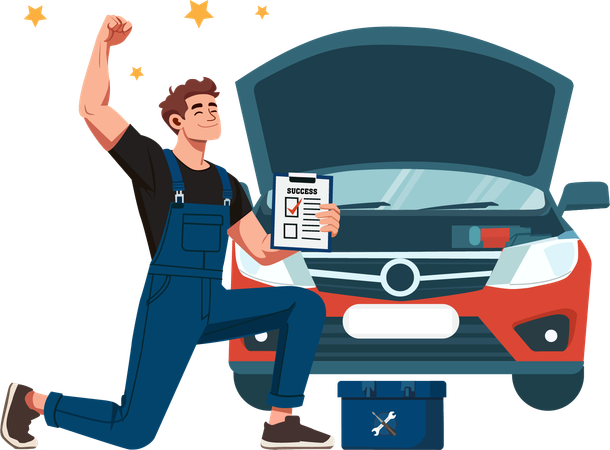 Mechanic checked engine and it is now working  Illustration