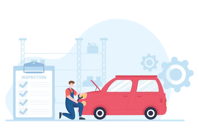 Mechanic detecting faults in car  Illustration