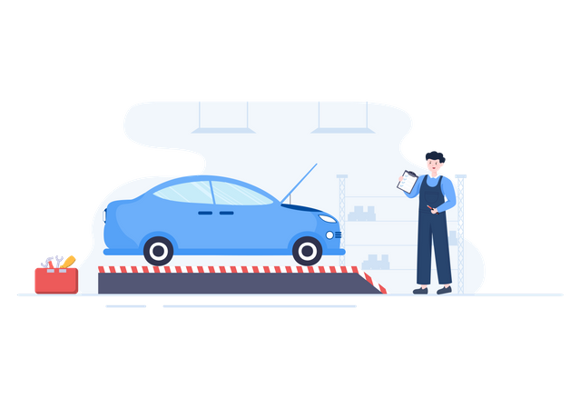 Mechanic doing Car Inspection  Illustration