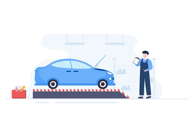 Mechanic doing Car Inspection  Illustration