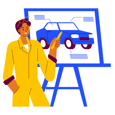 Mechanic presenting design for car  Illustration