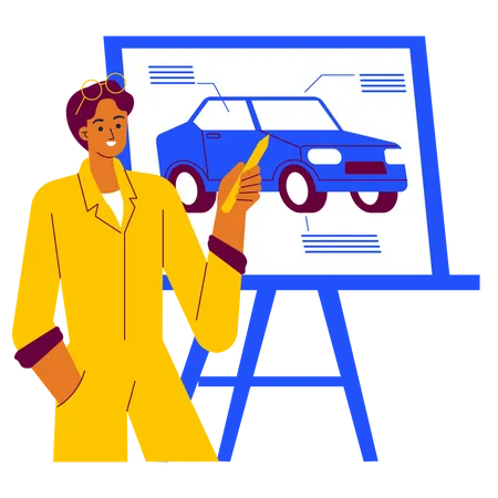 Mechanic presenting design for car  Illustration