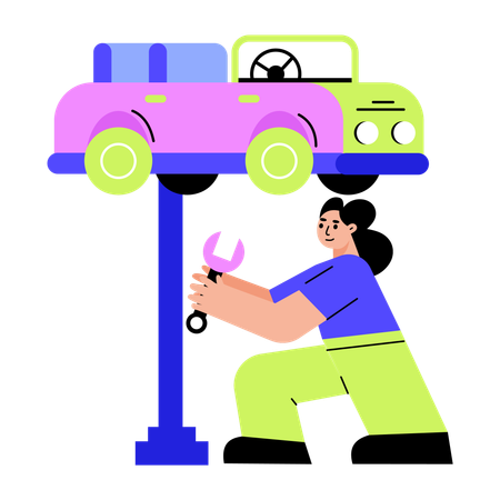 Mechanic repairing car  Illustration