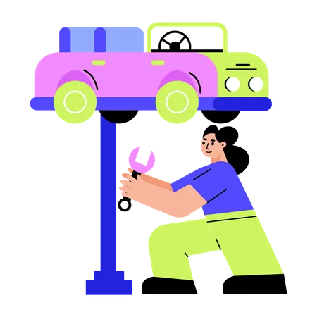 Mechanic repairing car  Illustration