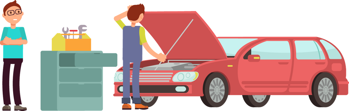 Mechanic repairing car  Illustration