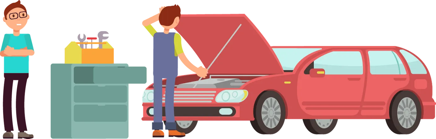 Mechanic repairing car  Illustration