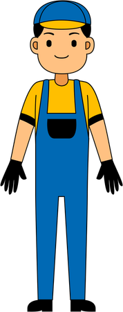 Mechanic standing wearing gloves  Illustration