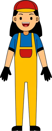 Mechanic standing wearing gloves  Illustration