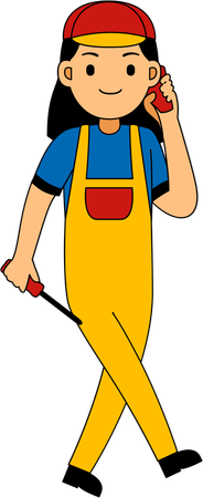 Mechanic standing with screwdriver  Illustration