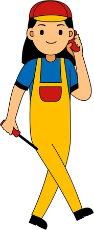Mechanic standing with screwdriver  Illustration