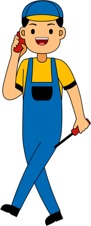 Mechanic standing with screwdriver  Illustration