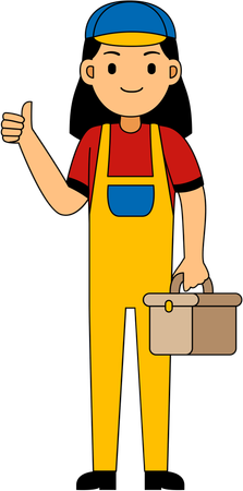 Mechanic standing with toolkit  Illustration