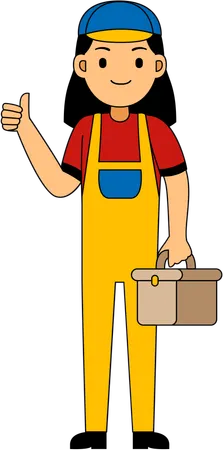 Mechanic standing with toolkit  Illustration