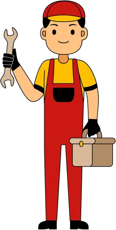 Mechanic standing with wrench  Illustration