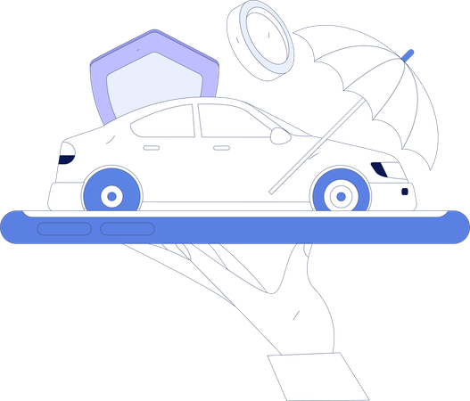 Mechanic takes online car insurance  Illustration