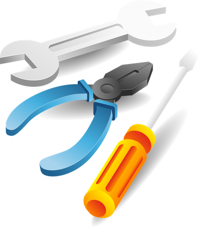 Mechanic tools pliers wrench and screwdriver  Illustration