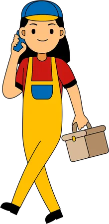 Mechanic walking with toolkit  Illustration