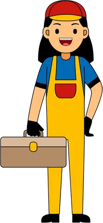Mechanic with toolkit  Illustration