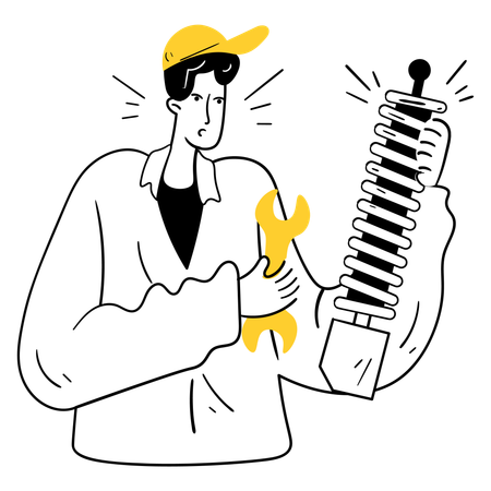 Mechanic working on Brake System Repair  Illustration
