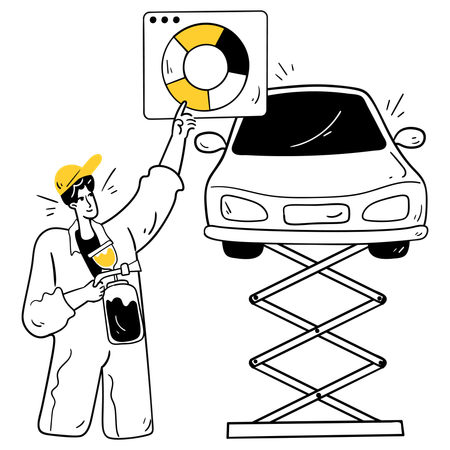 Mechanic working on Car Modification  Illustration