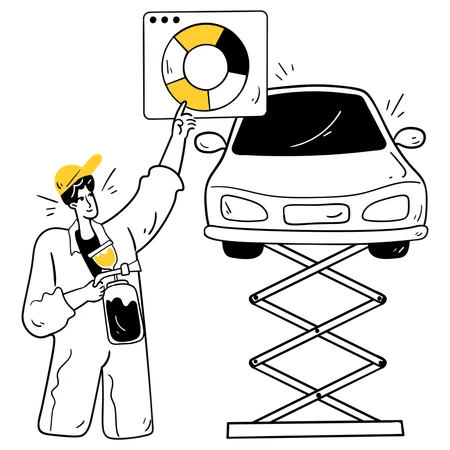 Mechanic working on Car Modification  Illustration