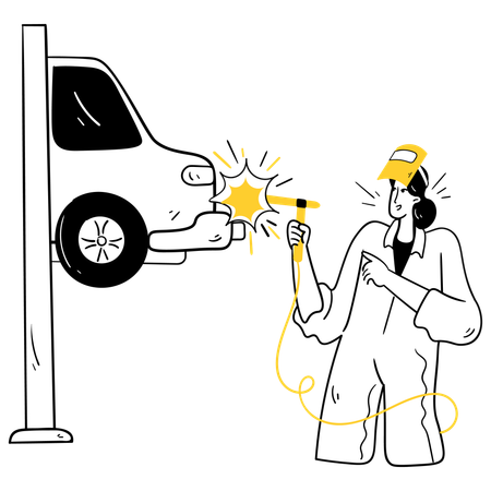 Mechanic working on Exhaust System Upgrade  Illustration