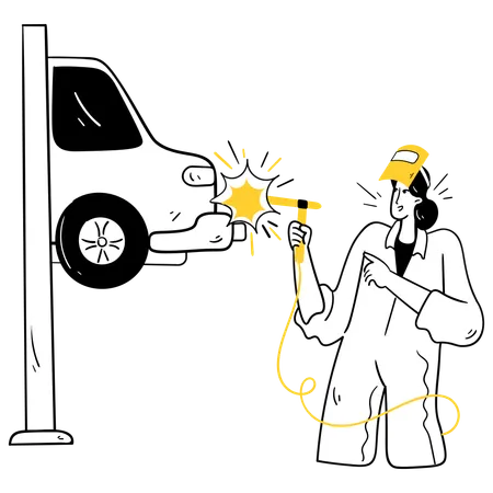 Mechanic working on Exhaust System Upgrade  Illustration