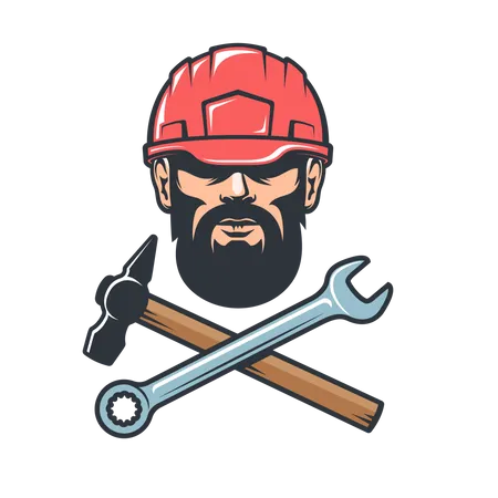 Mechanical worker with hammer and wrench Illustration