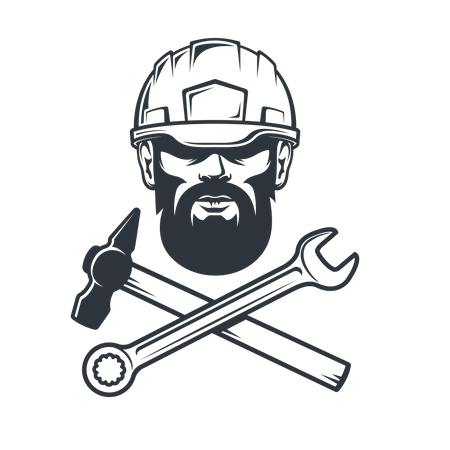 Mechanical worker with hammer and wrench  Illustration