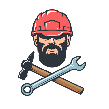 Mechanical worker with hammer and wrench  Illustration