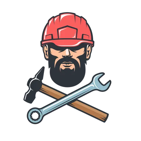 Mechanical worker with hammer and wrench  Illustration