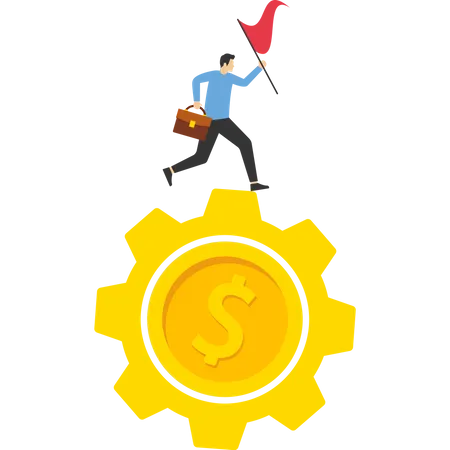Mechanism And Money Making Of Leaders Vector Illustration In Flat Style イラスト