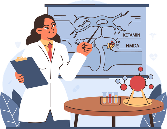 Mechanism of Action in Ketamine Therapy  Illustration