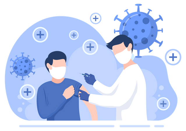 Médecin donnant le vaccin corona  Illustration