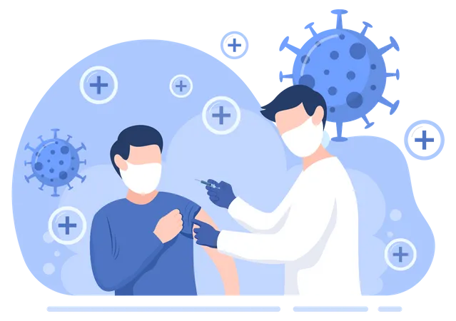 Médecin donnant le vaccin corona  Illustration