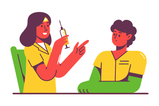 Médecin administrant une injection de vaccin  Illustration