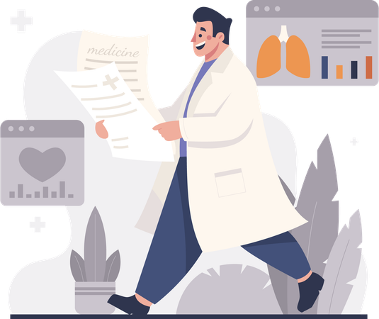 Médecin ambulant transportant des dossiers médicaux  Illustration