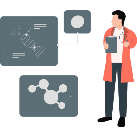 Un médecin analyse l'ADN humain  Illustration