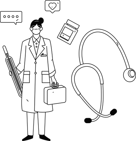 Un médecin analyse le rapport sur les blessures d'un patient  Illustration