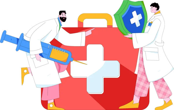 Médecin avec assurance médicale  Illustration