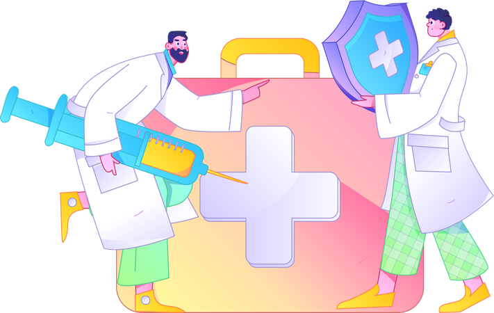 Médecin avec assurance médicale  Illustration