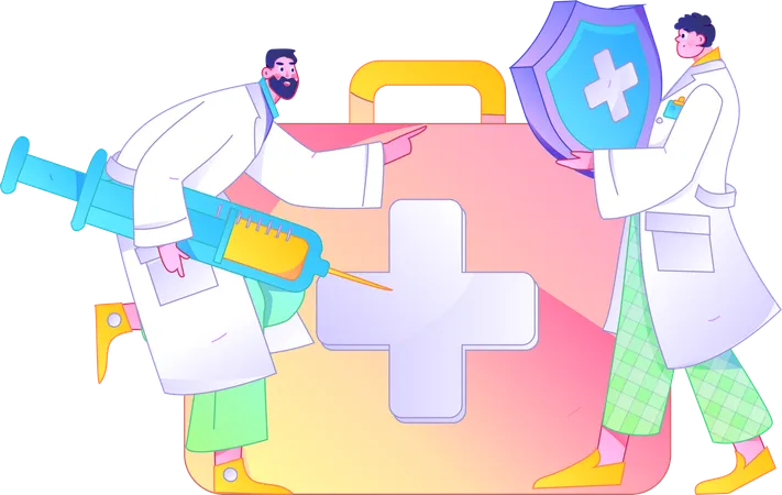 Médecin avec assurance médicale  Illustration