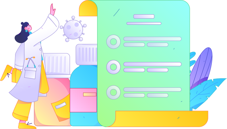 Médecin avec rapport corona  Illustration