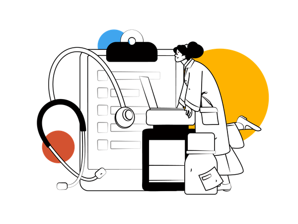 Médecin avec rapports  Illustration