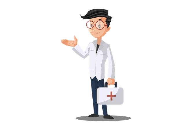 Médecin avec trousse de premiers soins  Illustration