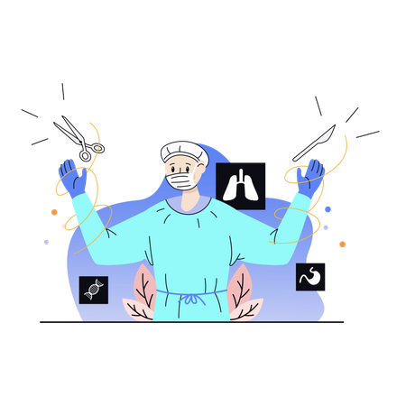 Chirurgien médical pratiquant une intervention chirurgicale  Illustration