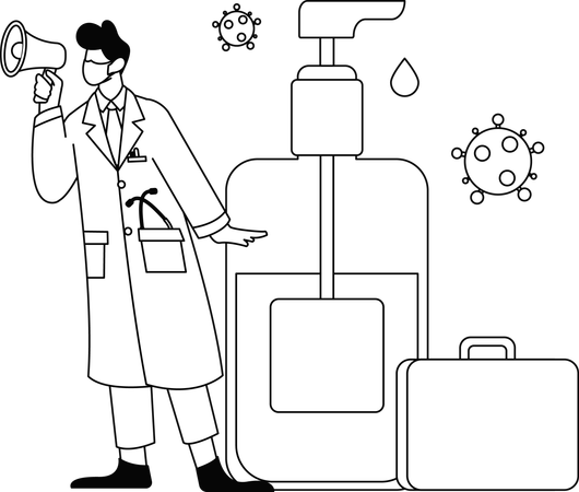 Le médecin conseille de se laver les mains avant de manger  Illustration